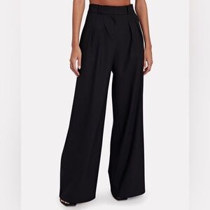 LUEL STUDIO Black Wool Charlotte Pleated Wide-Leg Pants sz 4